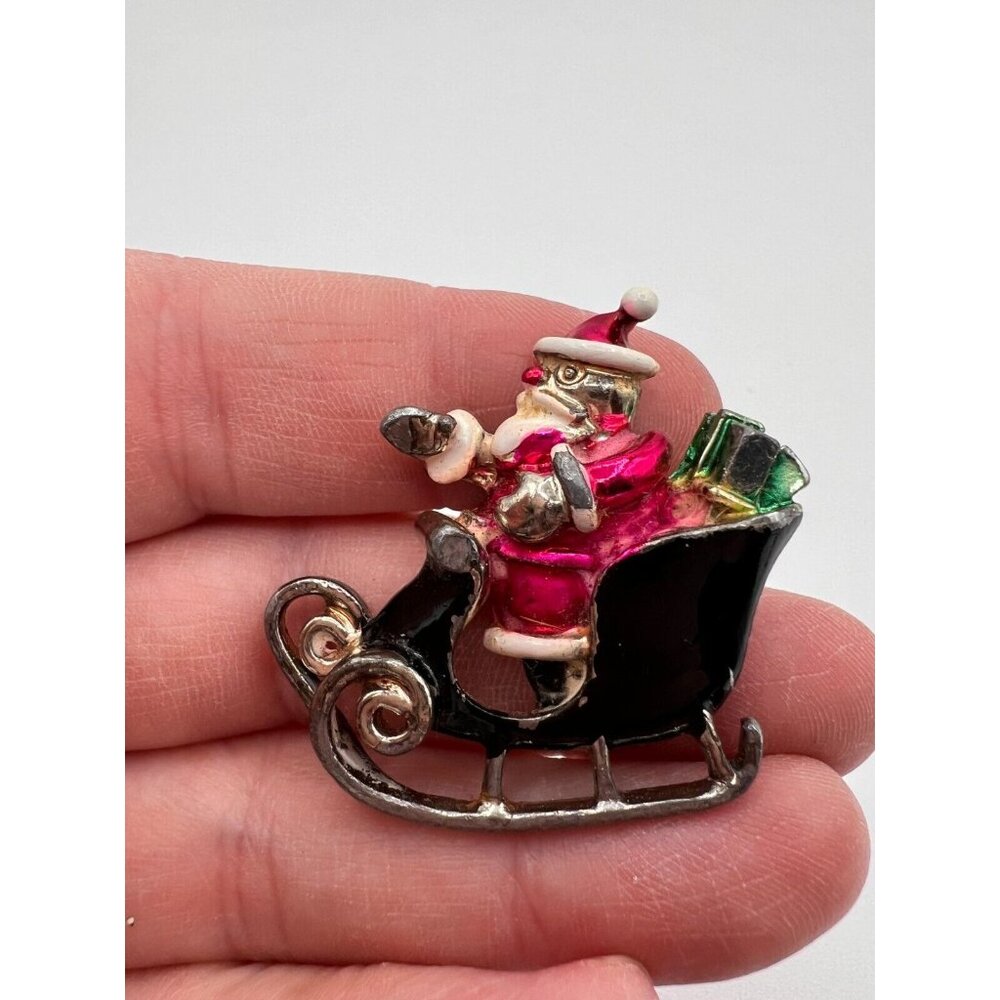 Vintage Christmas Brooches Pins Set of 13 Metal Stone Plastic Unsigned - Picture 13 of 16